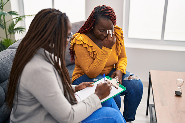 Black female in therapy